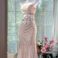 Girlhomeshops-Pink wunderschöne Perlen elegante lange Chiffon Ballkleid Abendkleid Partykleid gh5166