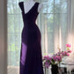 Robe de soirée longue en mousseline de soie violette avec strass, robe de soirée, robe de bal, gh4677