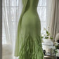 Grünes stilvolles elegantes Spaghettiträger-Lang-Rüschen-Meerjungfrauen-Slim-Fit-Chiffon-Ballkleid-Geburtstags-Partykleid-Abendkleid-Abschlussballkleid gh3976