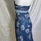 Vintage Gray Blue Strapless Printed Prom & Evening Party Dress, Fitted Waist Slim Silhouette gh8550