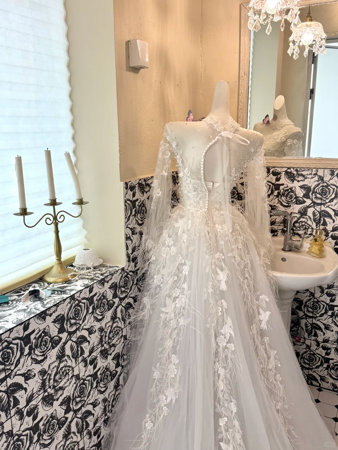White Long Sleeve Lace Waist-Cinched Fitted Long Romantic Dress, Wedding Gown gh7494