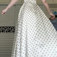 Vintage Black Polka‑Dot Satin Evening Dress, Cream Sleeveless A‑Line Long Formal Gown With Pockets for Banquet Party gh8948