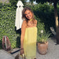 Gelbes, modisches, schlichtes, kurzes Chiffon-Heimkehrkleid, Strand-, Urlaubs-, Reise-Partykleid gh4882