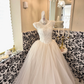 Ivory Sleeveless Beaded Exquisite Classic Cinched Waist Voluminous Skirt Long Romantic Dress, Wedding Gown gh7801