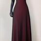 ✨Girlhomeshops-Burgundy Twist Front Deep V Satin A-Line Formal Prom Gown with Sheer Hem gh10274