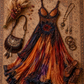 ✨Girlhomeshops-Boho V Neck Heavy Beaded Gradient Chiffon 3D Flower Ruffle Long Dress gh10290