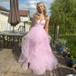 Robe de soirée longue et élégante en tulle rose à la mode, robe de bal, robe de remise de diplôme, robe de cérémonie de passage à l'âge adulte gh3352