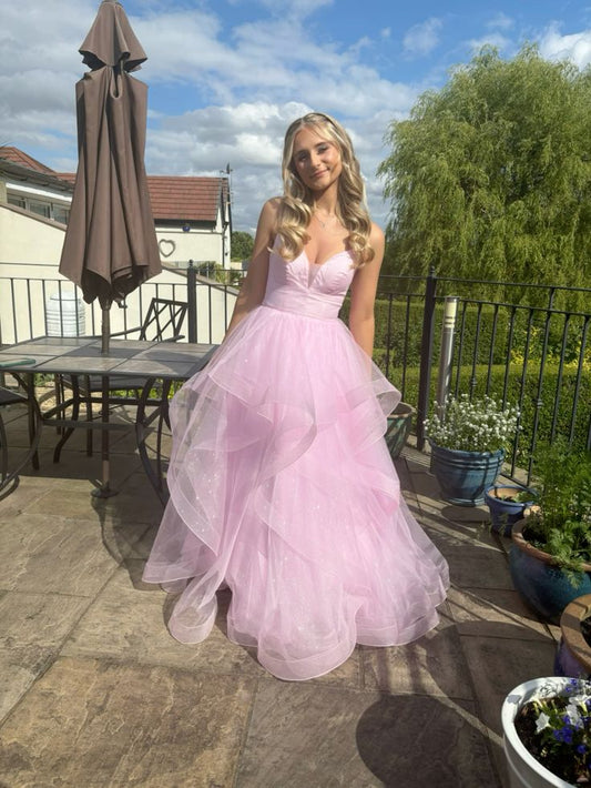 Rosa mode süße lange elegante tüll bodenlangen ballkleid abendkleid graduation kleid coming of age zeremonie kleid gh3352