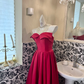 Red Satin Strapless Waist-Cinched Full Flared Skirt Sexy Romantic Dress, Wedding Gown gh7691