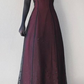 ✨Girlhomeshops-Burgundy Black Sparkle Tulle Ruched A Line Formal Prom Gown gh10249