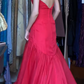 Red Vintage Prom Dress Strapless Sweetheart Neck Fitted Waist Pleated Chiffon Flowy Long Evening Gown gh9619