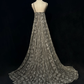 ✨Girlhomeshops-Coffee Spaghetti Strap Beaded Mermaid Gown Floral Sheer Mesh Overlay gh10151
