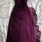 Robe de soirée longue en tulle violet brillant et élégant avec bretelles dégradées gh3203