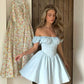 Robe de soirée courte en mousseline de soie bleu clair, élégante, robe de bal, robe de soirée, robe de soirée, gh4118