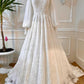 Robe de bal longue vintage en dentelle et tulle à manches gigot | Style édouardien, col montant, idéale pour un mariage, une cérémonie ou un gala (gh6409)