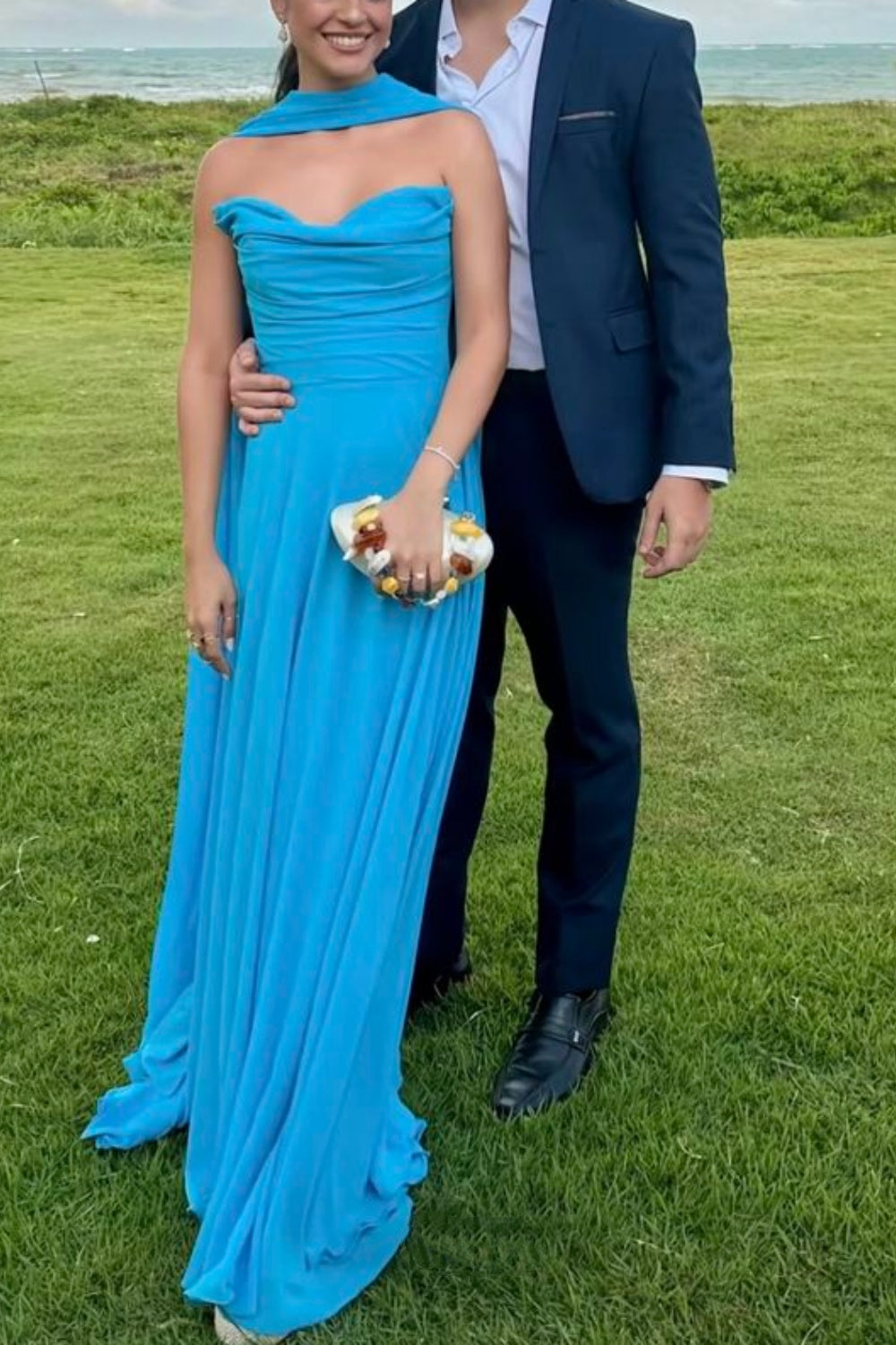 girlhomeshops-Blue Simple Fashion Wedding Guest Dress Prom Dress gh5920