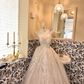 Ivory Strapless Sequin Waist-Cinched Voluminous Skirt Romantic Dress, Wedding Gown gh7704