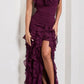 Purple Elegant Sexy Spaghetti Strap Ankle Length Chiffon Ruffle prom Evening Dress Party Dress gh3320