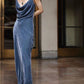 Girlhomeshops-Haze blau samt elegante neue lange Ballkleid Abendkleid gh5252