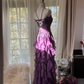 Romantic Purple Ruffle Chiffon Sleeveless Long Elegant Ball Gown Evening Dress Birthday Party Dress gh4270