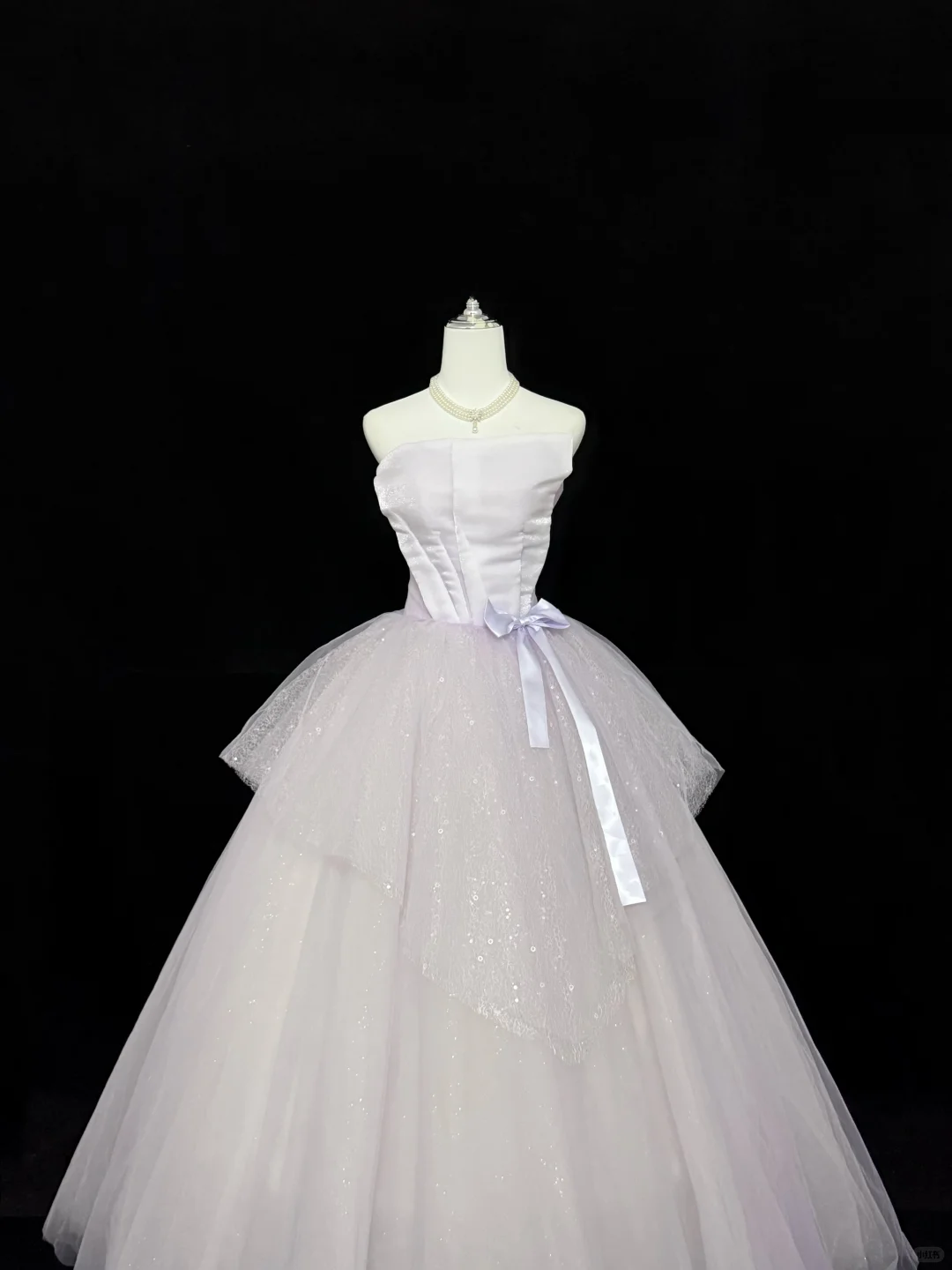 Lavender Strapless Cinched Waist Voluminous Princess Skirt Long Romantic Dress, Wedding Gown gh7901