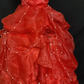 Red Strapless Long Romantic Wedding Dress, Cinched Waist, Voluminous Princess Skirt gh8352
