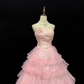 Pink Strapless with Beaded Details, Cinched Waist, Voluminous Skirt Cute Girly Romantic Dress, Wedding Gown gh8087