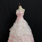Blush Pink Strapless Long Romantic Gown with Fitted Waist and Fluffy Tiered Cake Skirt, Wedding Dress & Bridal Gown gh8302