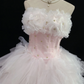 Blush Pink Strapless Luxury Romantic Gown with Cinched Waist and Train Skirt, Wedding Dress & Bridal Gown gh8126