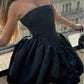 Girlhomeshops - Robe de soirée courte en satin noir, classique et basique, pour anniversaire, gh5283
