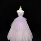 Lavender Strapless Beaded Cinched Waist Voluminous Skirt Romantic Dress, Wedding Gown gh7902