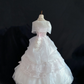 Blush Pink Vintage Neckline Romantic Gown, Cinched Waist & Voluminous Princess Skirt, Wedding Dress & Bridal Gown gh8212