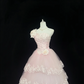 Blush Pink Gradient Strapless Cinched Waist Voluminous Princess Skirt Lace Trim Long Romantic Dress, Wedding Gown gh8038