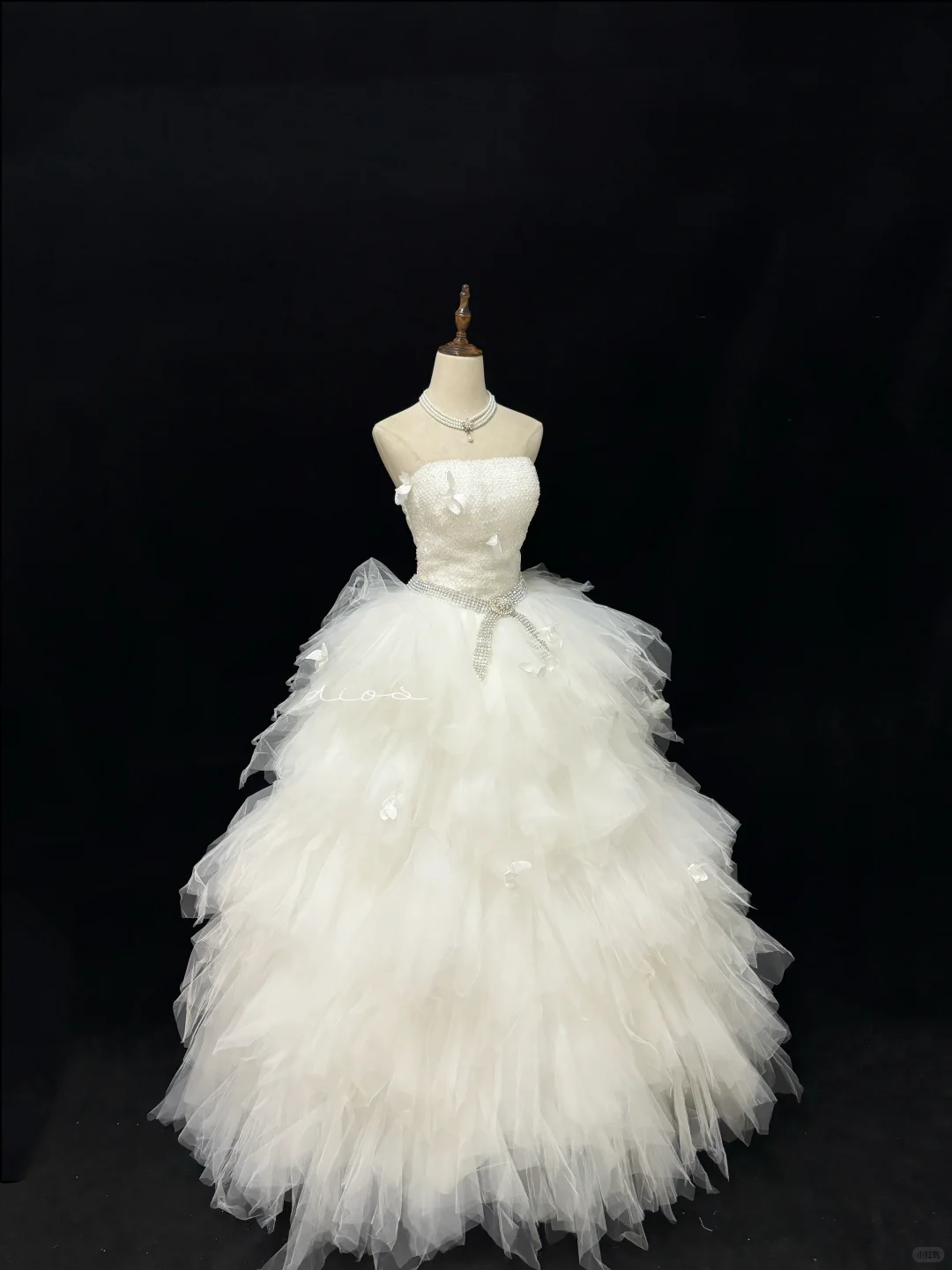 Off-White Strapless Rhinestone Cinched Waist Voluminous Princess Skirt Elegant Luxury Romantic Dress, Wedding Gown gh7992