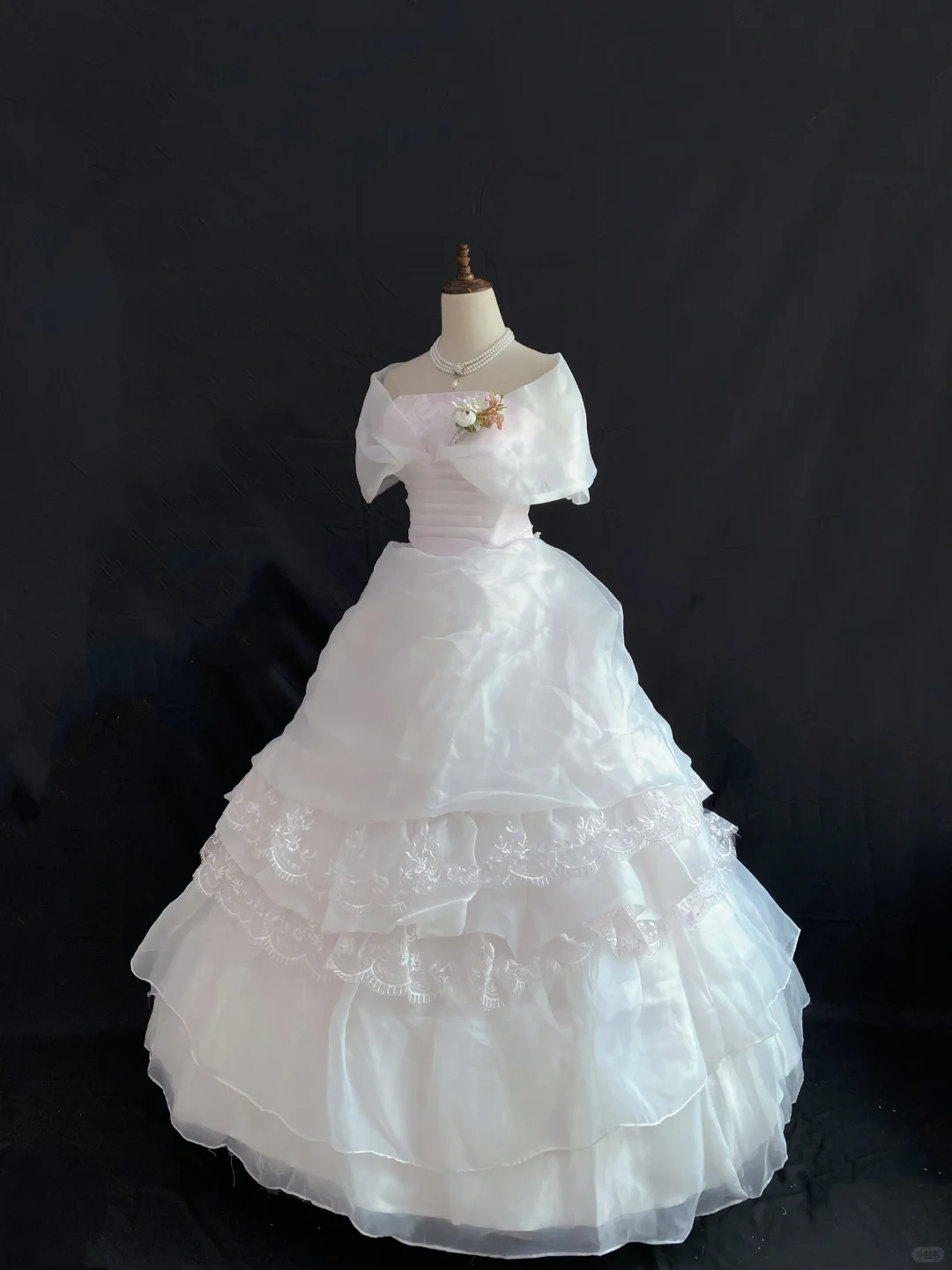 Blush Pink Vintage Neckline Romantic Gown, Cinched Waist & Voluminous Princess Skirt, Wedding Dress & Bridal Gown gh8212