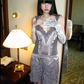 Silver Grey Spaghetti Strap Vintage Fitted Waist Elegant Prom Gown, Evening Party Dress gh8353