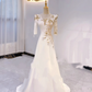White V-Neck Waist-Cinched Fitted A-Line Skirt Long Evening Dress, Fairy Gown, Romantic Gown gh7419