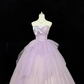 Lavender Strapless Beaded Cinched Waist Voluminous Skirt Romantic Dress, Wedding Gown gh7902