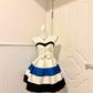 Color‑Block Sleeveless Heart‑Trim Tiered‑Satin‑A‑Line Short Homecoming Party Dress gh9257
