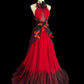 Girlhomeshops-Red black gradient retro fashion butterfly fairy exquisite long backless evening dress tulle prom dress gh5355