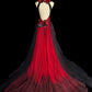 Girlhomeshops-Red black gradient retro fashion butterfly fairy exquisite long backless evening dress tulle prom dress gh5355