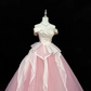 Blush Pink Gentle Off-the-Shoulder Cinched Waist Voluminous Designer Skirt Long Romantic Dress, Wedding Gown gh7903