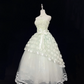 Light Green Gradient Fresh Strapless Cinched Waist Voluminous Princess Skirt Vintage Romantic Dress, Wedding Gown gh8039