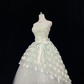Light Green Gradient Fresh Strapless Cinched Waist Voluminous Princess Skirt Vintage Romantic Dress, Wedding Gown gh8039