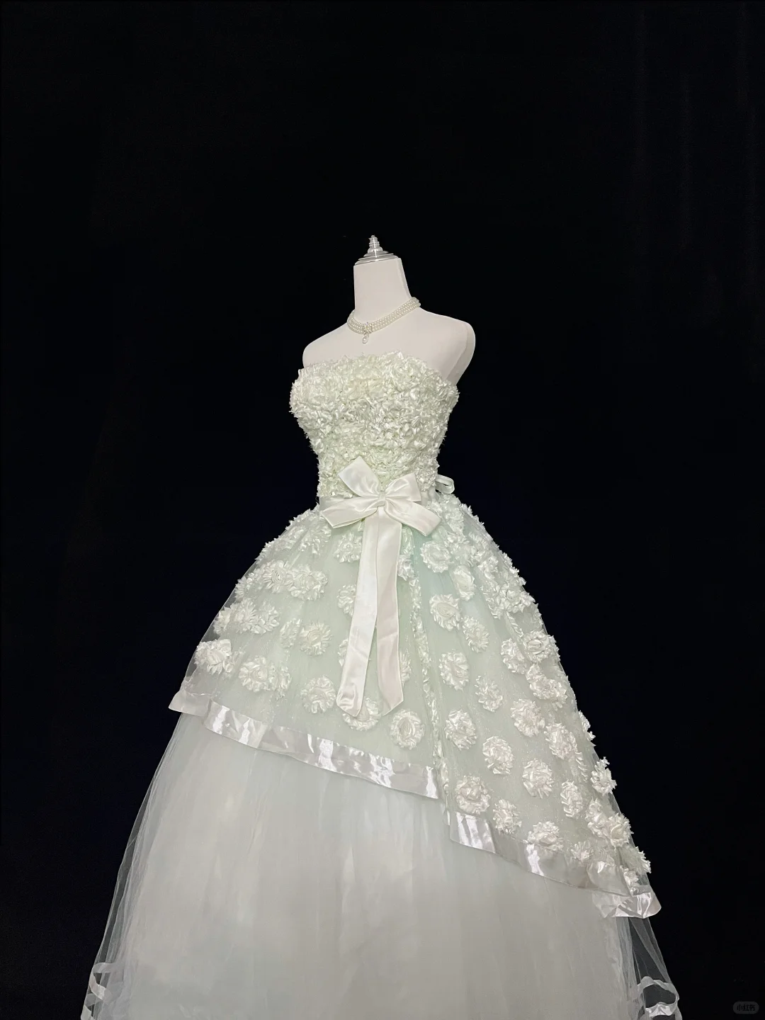 Light Green Gradient Fresh Strapless Cinched Waist Voluminous Princess Skirt Vintage Romantic Dress, Wedding Gown gh8039