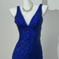 Dark Blue V-Neck Spaghetti Strap Fitted Waist Slim Elegant Prom & Evening Dress gh7229