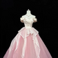 Blush Pink Gentle Off-the-Shoulder Cinched Waist Voluminous Designer Skirt Long Romantic Dress, Wedding Gown gh7903