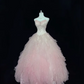 Blush Pink Ombre Strapless Rhinestone Cinched Waist Voluminous Princess Skirt Long Romantic Dress, Wedding Gown gh7993