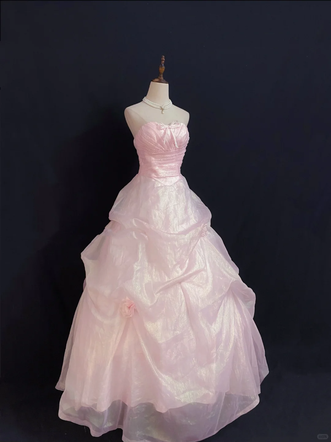 Blush Pink Strapless Cute Long Romantic Gown with Fitted Waist and Fluffy Princess Skirt, Wedding Dress & Bridal Gown gh8304