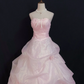 Blush Pink Strapless Cute Long Romantic Gown with Fitted Waist and Fluffy Princess Skirt, Wedding Dress & Bridal Gown gh8304